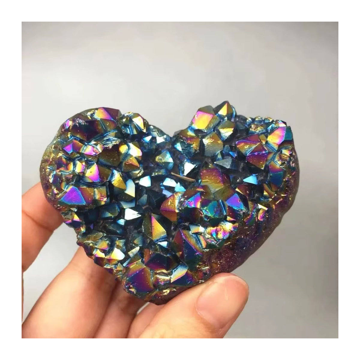 Herzförmige Amethyst-Geode von Sisterstone in Lila und Mehrfarbig mit Regenbogen-Aura-Effekt - Bild 5