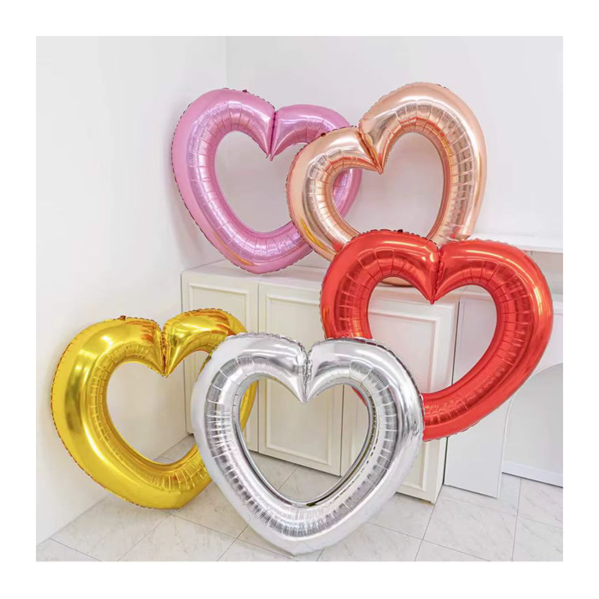 Herzförmiger Aluminiumfolienballon in Gold und Mehrfarbig, 40 Zoll, ideale Dekoration für Hochzeit, Valentinstag und Geburtstag - Bild 1