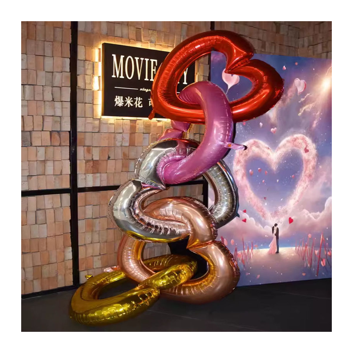 Herzförmiger Aluminiumfolienballon in Gold und Mehrfarbig, 40 Zoll, ideale Dekoration für Hochzeit, Valentinstag und Geburtstag - Bild 2