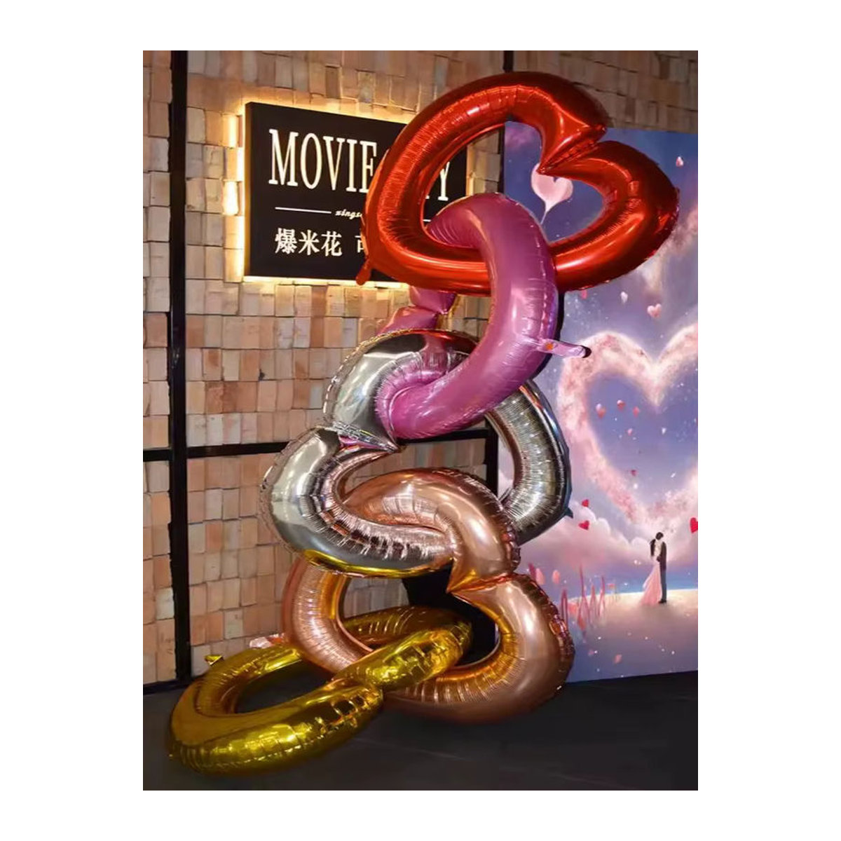 Herzförmiger Aluminiumfolienballon in Gold und Mehrfarbig, 40 Zoll, ideale Dekoration für Hochzeit, Valentinstag und Geburtstag - Bild 4