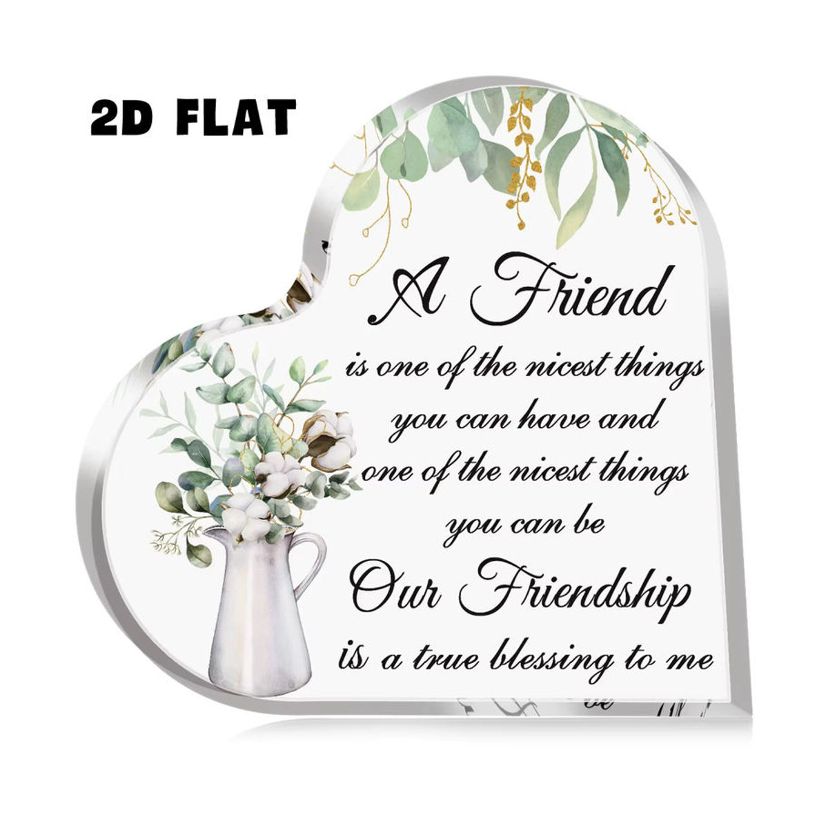 Herzförmiges Acryl-Ornament mit floralem Design und Zitaten in Transparent, dekorative Plakette für Geburtstag und Freundschaftstag - Bild 5