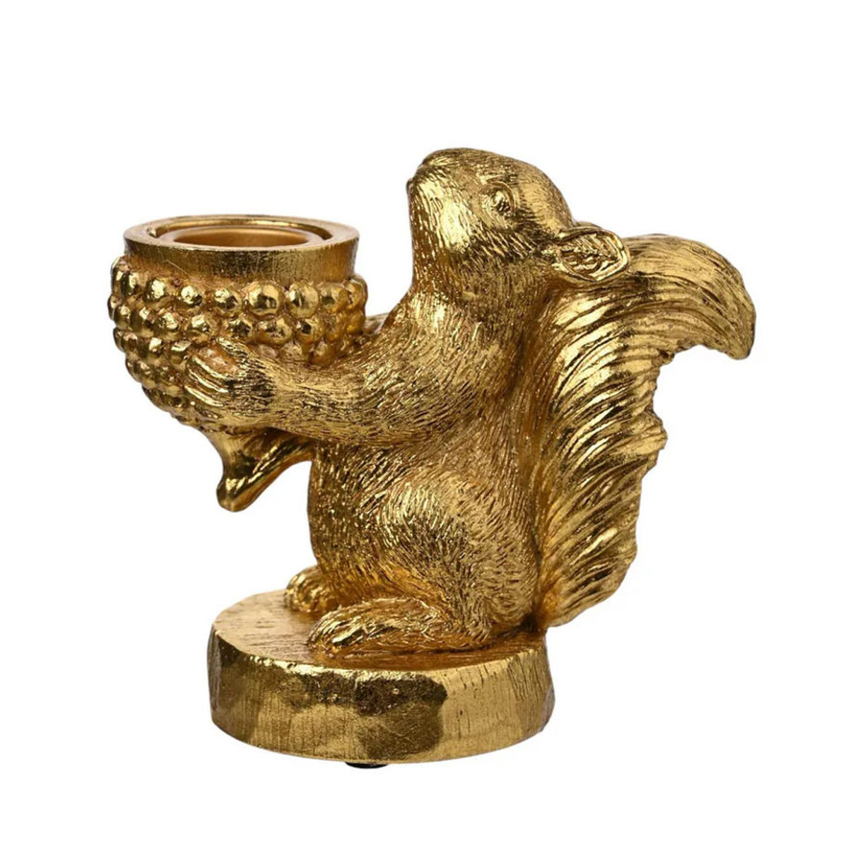 Hestia Eichhörnchen Kerzenhalter in Gold aus Metall und Kunstharz für Stabkerzen und Teelichter - Bild 2