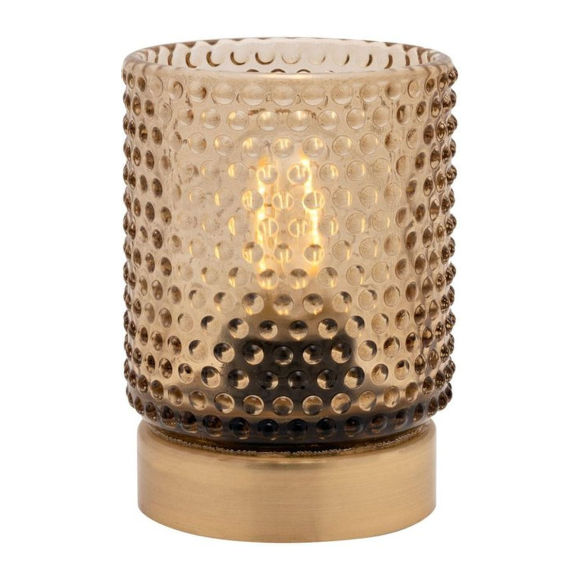 HESTIA Glas-Teelichthalter in Braun mit LED-Beleuchtung, modern und zylindrisch - Bild 1
