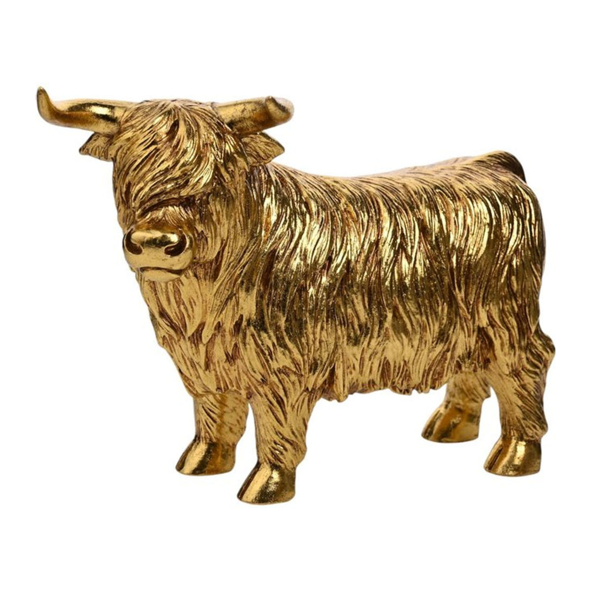 Hestia Hochlandrind Ornament S in Gold aus Kunstharz und Metall - Bild 1