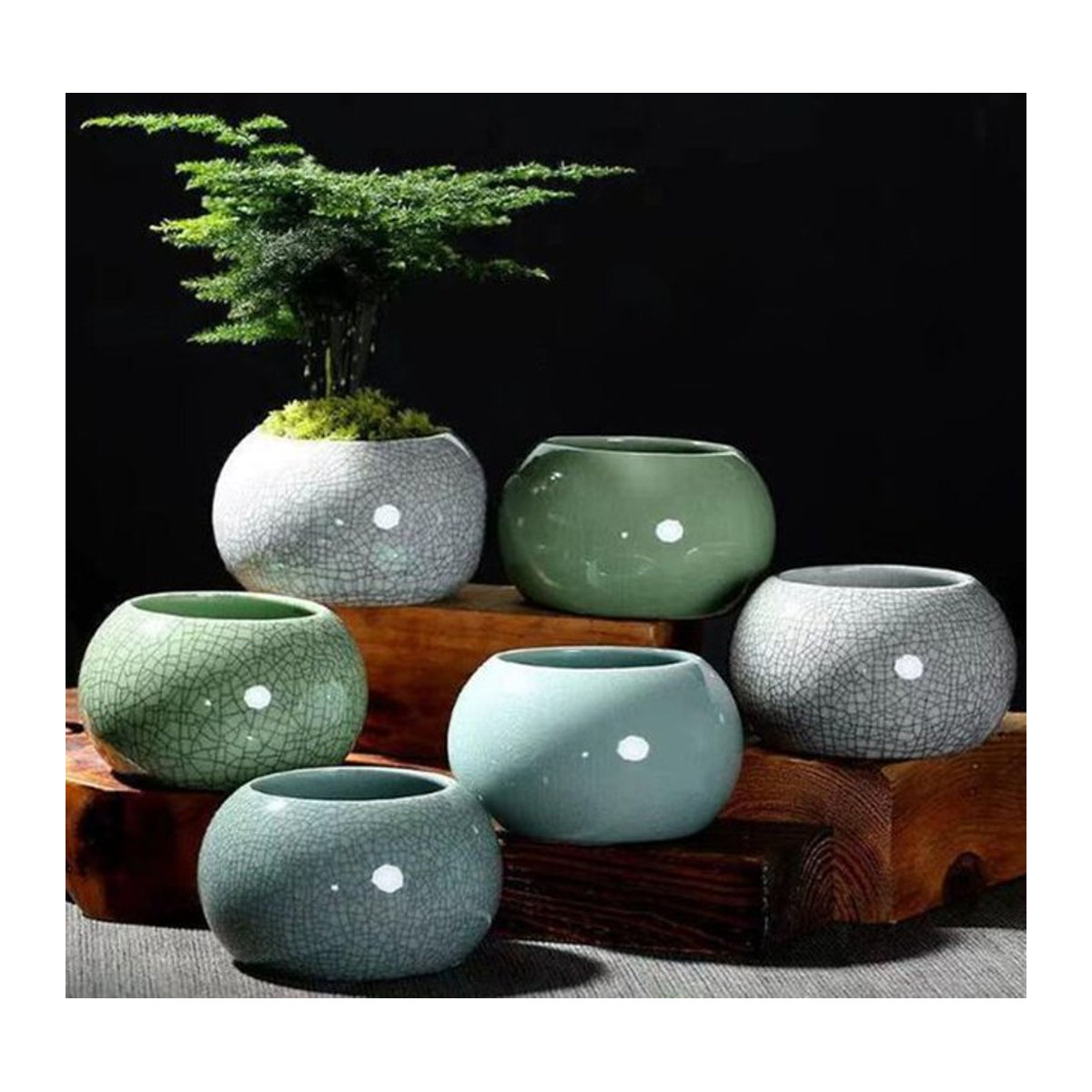 HEYYES Keramik Blumentopf Geyao Eis Riss Design Rund Mehrfarbig - Bild 1