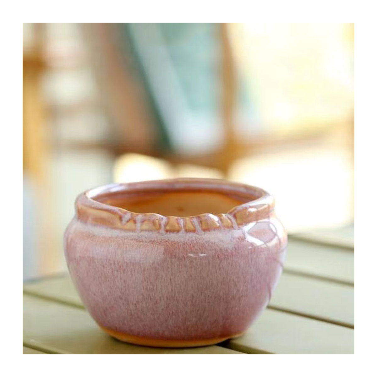 HEYYES Keramik Blumentopf im Retro-Ofen-Design in Rosa für Sukkulenten und Bonsai - Bild 5