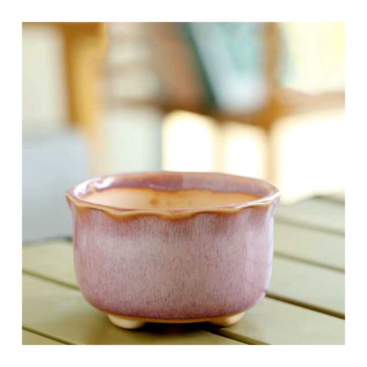 HEYYES Keramik Blumentopf im Retro-Ofen-Design in Rosa für Sukkulenten und Bonsai - Bild 6