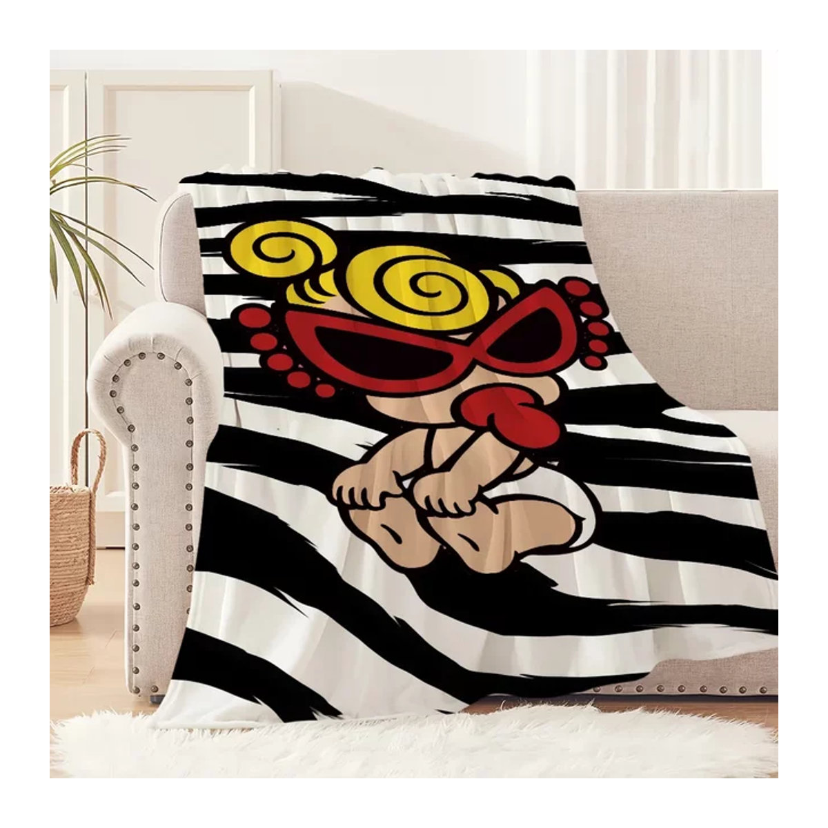 HHysteric MMini Plüsch-Überwurfdecke in Mehrfarbig für Wohnzimmer, Büro und Schlafzimmer - Bild 1