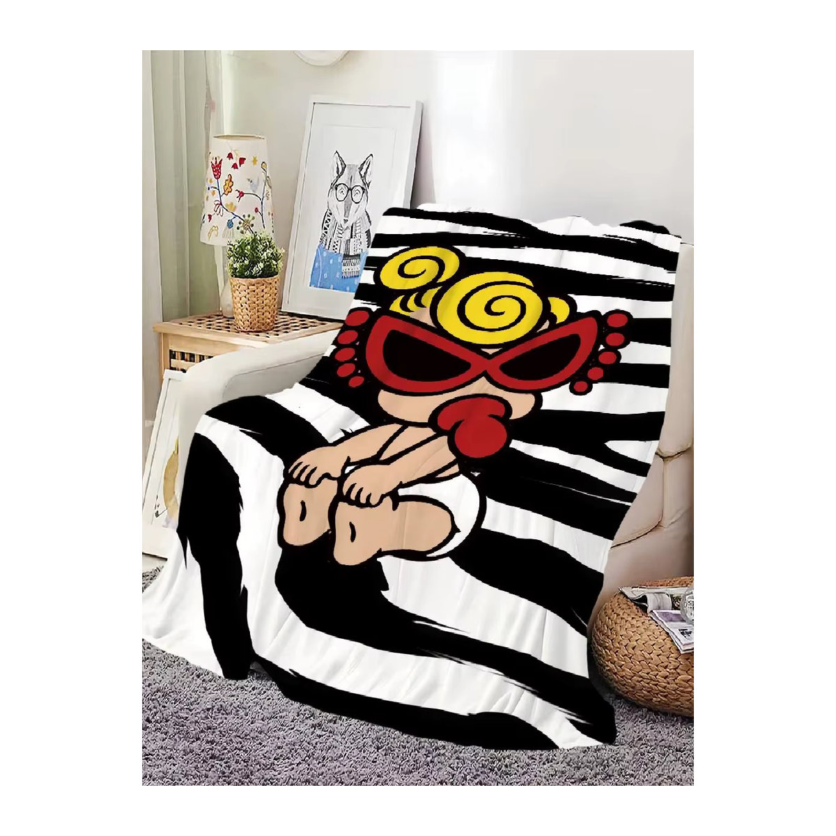 HHysteric MMini Plüsch-Überwurfdecke in Mehrfarbig für Wohnzimmer, Büro und Schlafzimmer - Bild 2