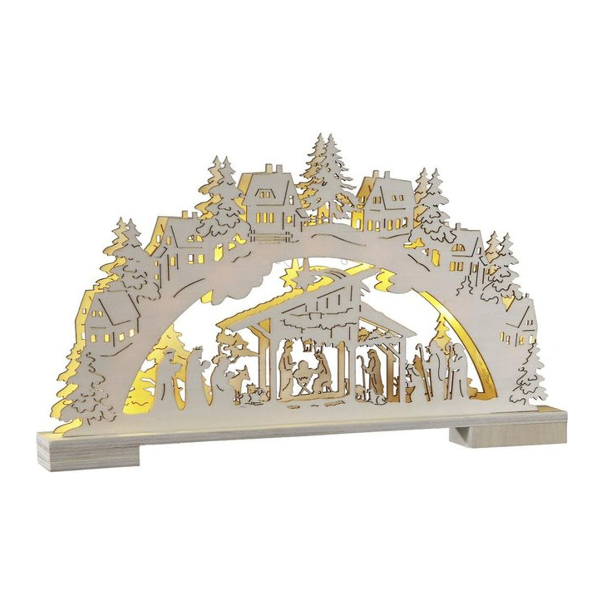 HI LED-Lichterbogen aus Holz in Weiß und Natur für Weihnachten, B/H/L: 4,5 x 26 x 45 cm - Bild 1
