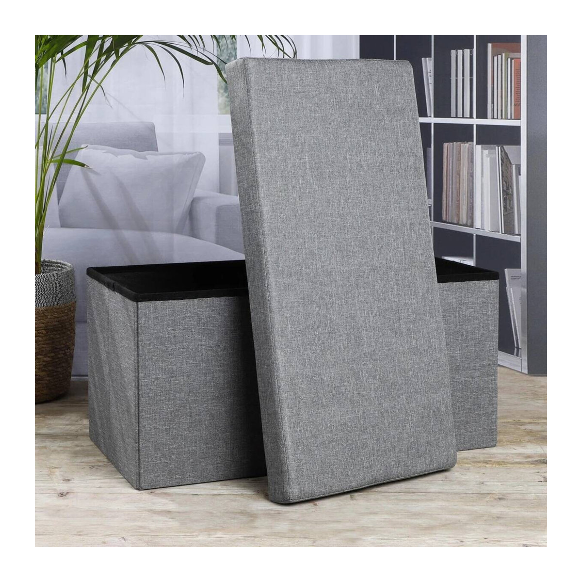 HI Sitzbank mit Aufbewahrungsfunktion als Sitztruhe in Grau, B/H/L: 38 x 38 x 76 cm - Bild 2