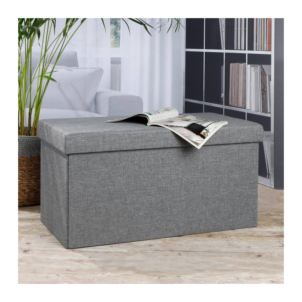 HI Sitzbank mit Aufbewahrungsfunktion als Sitztruhe in Grau, B/H/L: 38 x 38 x 76 cm - Bild 4