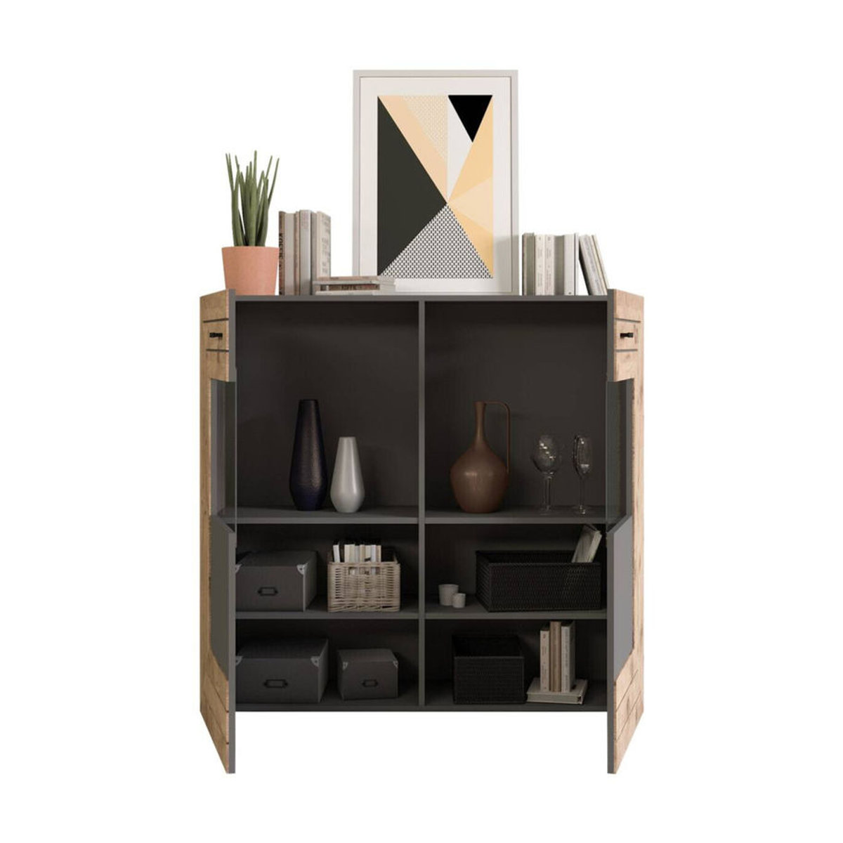 Highboard Freno xonox.home Modern Grau Anthrazit B/H/T: 120 x 117 x 37 cm - Bild 1
