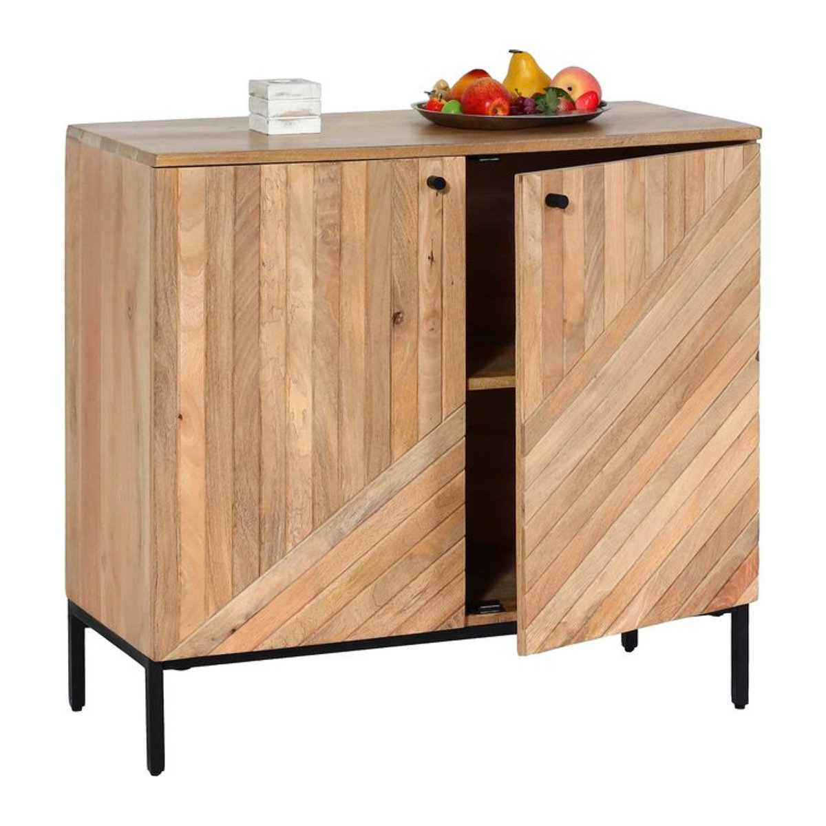 Highboard MCW-L95 Kommode aus Massivholz Mango in Natur Braun, B/T/H: 86 x 90 x 43 cm - Bild 1