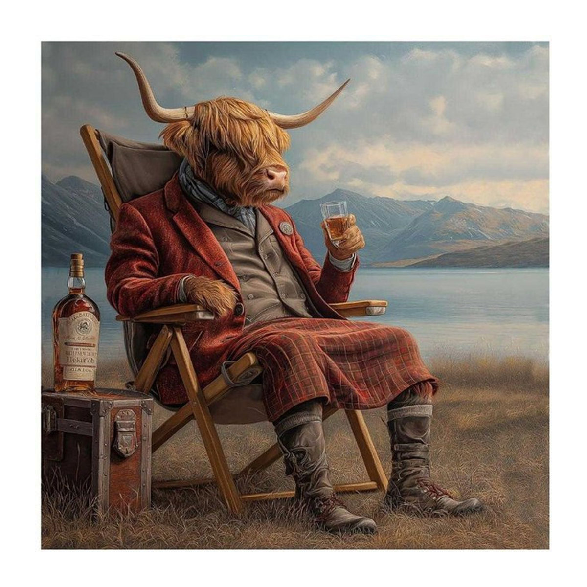 Highland Games Dram By The Loch Poster im Vintage-Stil, mehrfarbig, 40 x 40 cm - Bild 1
