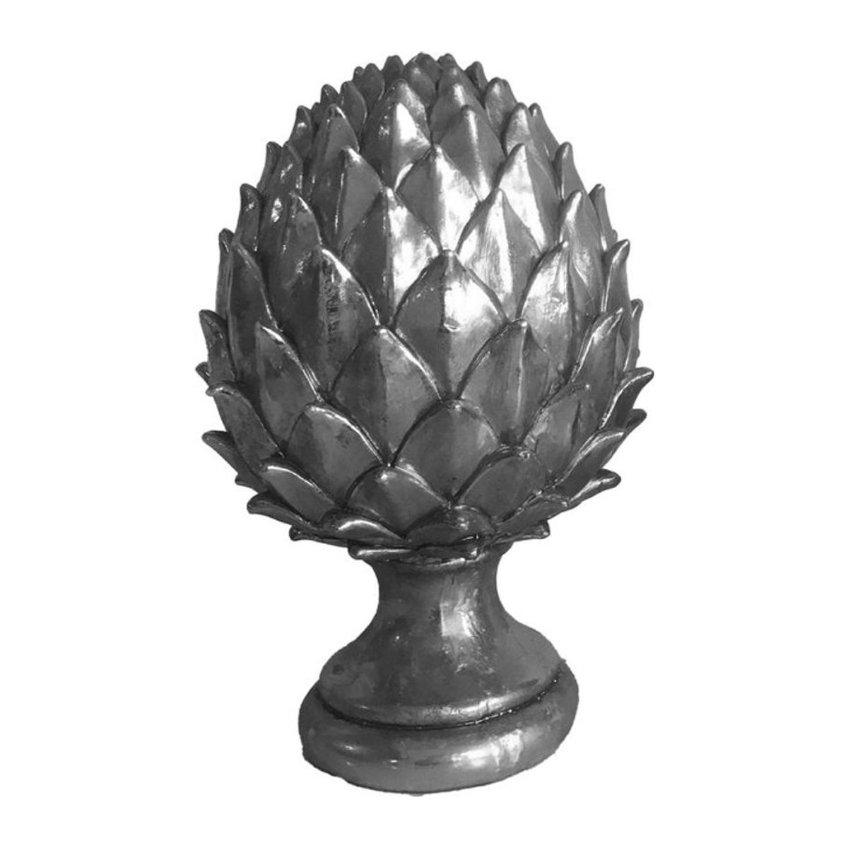 Hill Interiors Tannenzapfen-Ornament aus Keramik in Silber, Höhe: 23 cm - Bild 1