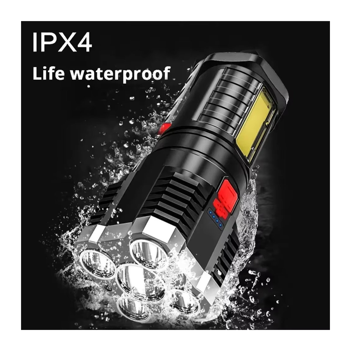 Hilo 5LED-Taschenlampe mit COB-Seitenlicht, leistungsstarke wiederaufladbare USB-Taschenlampe mit 3 Modi für Camping und Outdoor - Bild 2