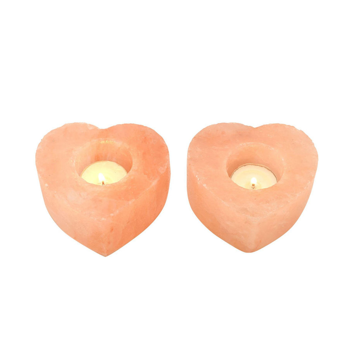 Himalaya Salz Teelichthalter Herz in Orange, 2er-Pack, B: 10,5 cm, H: 5,5 cm, T: 10,5 cm - Bild 2