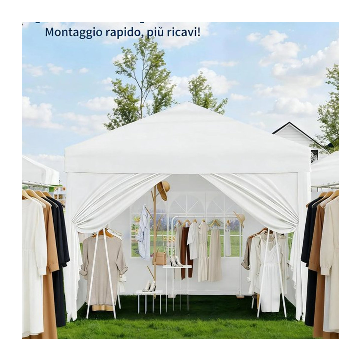 HiMISS Faltbarer Pavillon 3x3m aus wasserdichtem 420D Oxford mit 4 Seitenwänden und Tragetasche für Garten und Outdoor - Bild 1