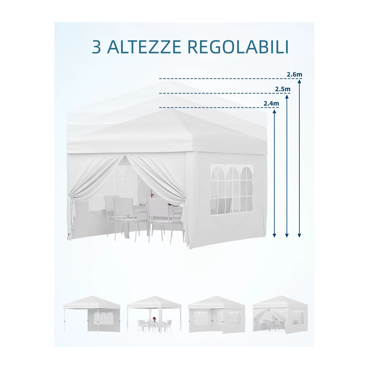 HiMISS Faltbarer Pavillon 3x3m aus wasserdichtem 420D Oxford mit 4 Seitenwänden und Tragetasche für Garten und Outdoor - Bild 2