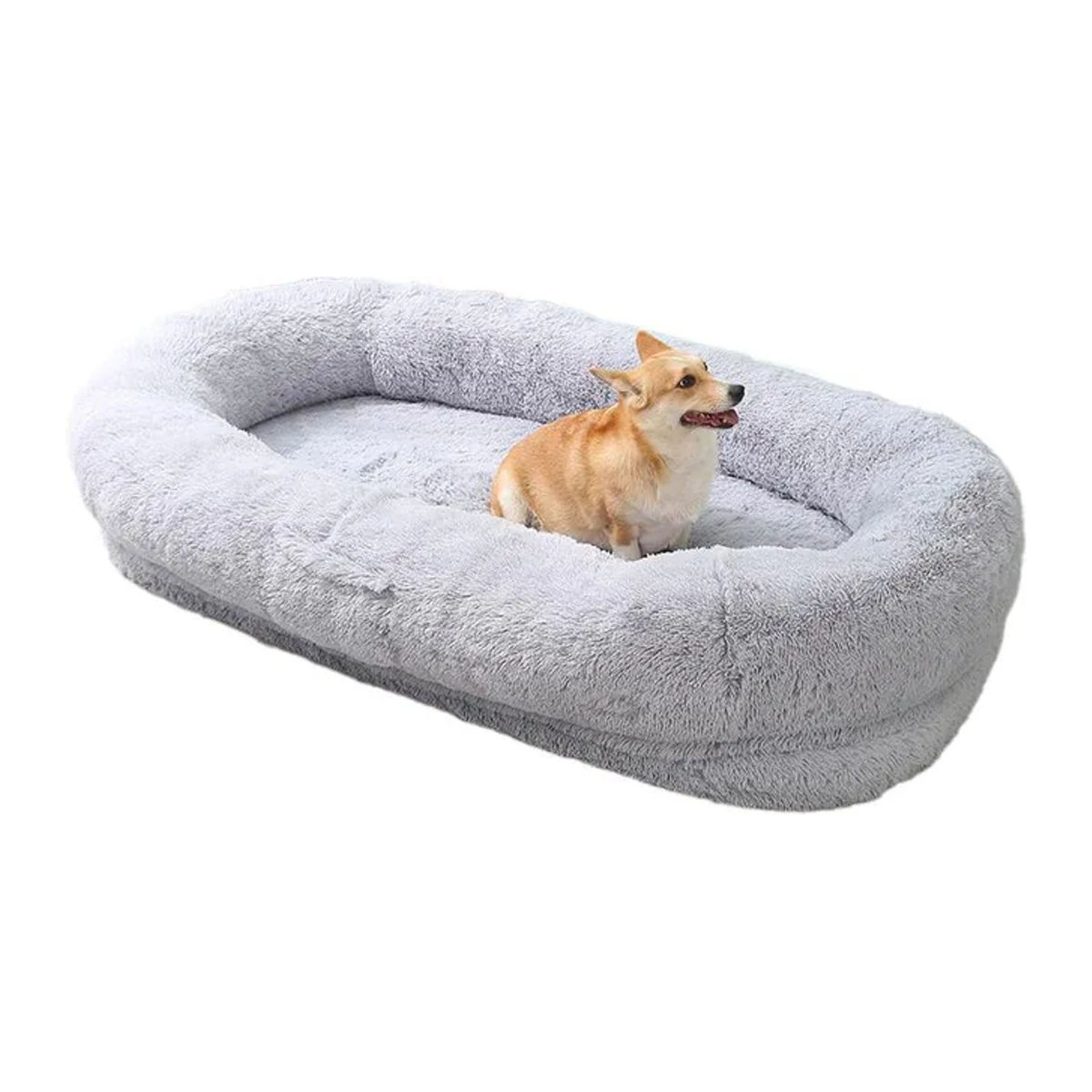 HiMISS Hundebett für große Hunde und erwachsene Haustiere, oval, grau, B/T/H: 165 x 100 x 30 cm - Bild 1