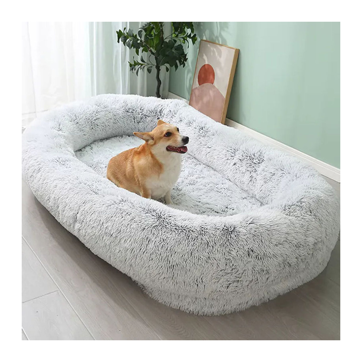 HiMISS Hundebett für große Hunde und erwachsene Haustiere, oval, grau, B/T/H: 165 x 100 x 30 cm - Bild 3