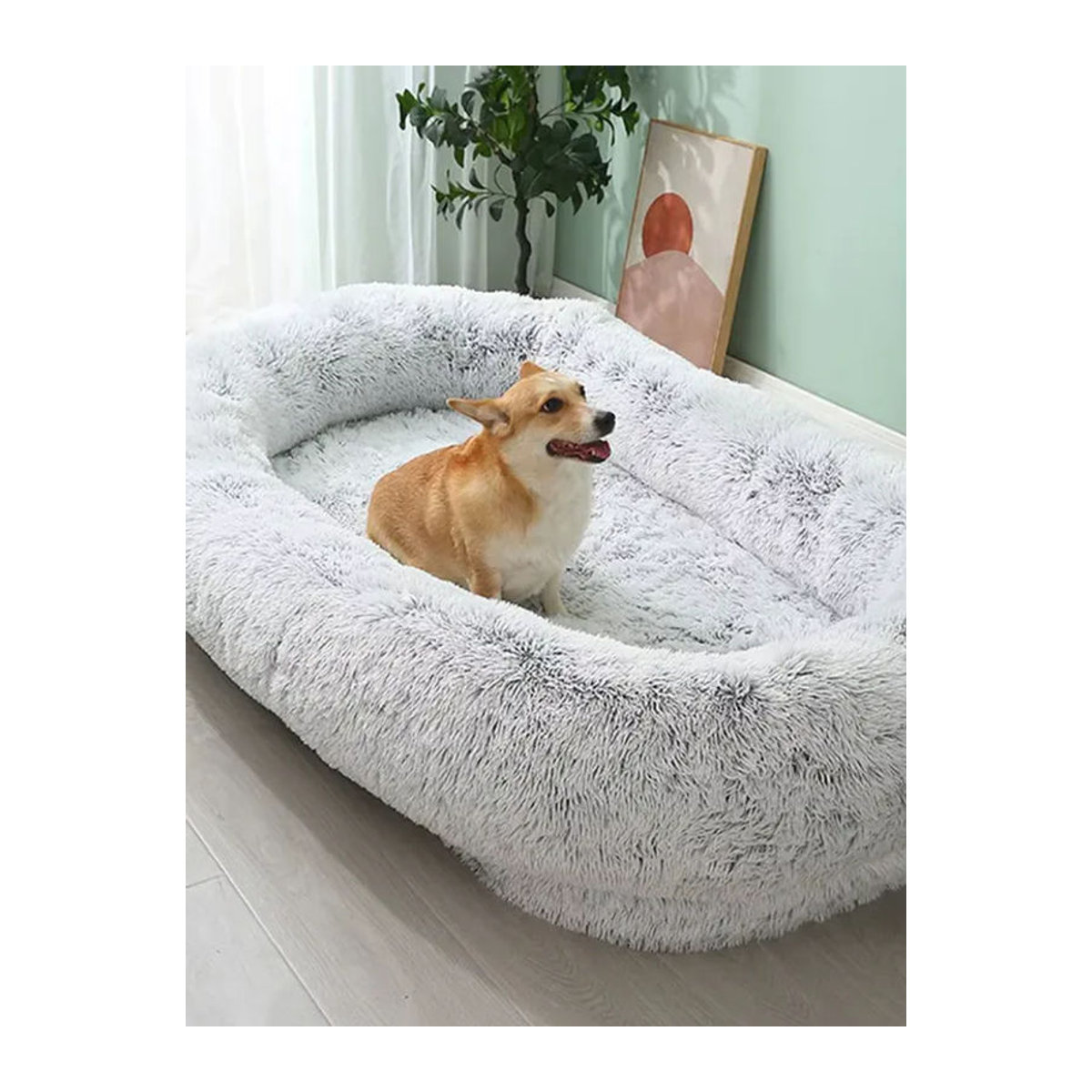 HiMISS Hundebett für große Hunde und erwachsene Haustiere, oval, grau, B/T/H: 165 x 100 x 30 cm - Bild 6