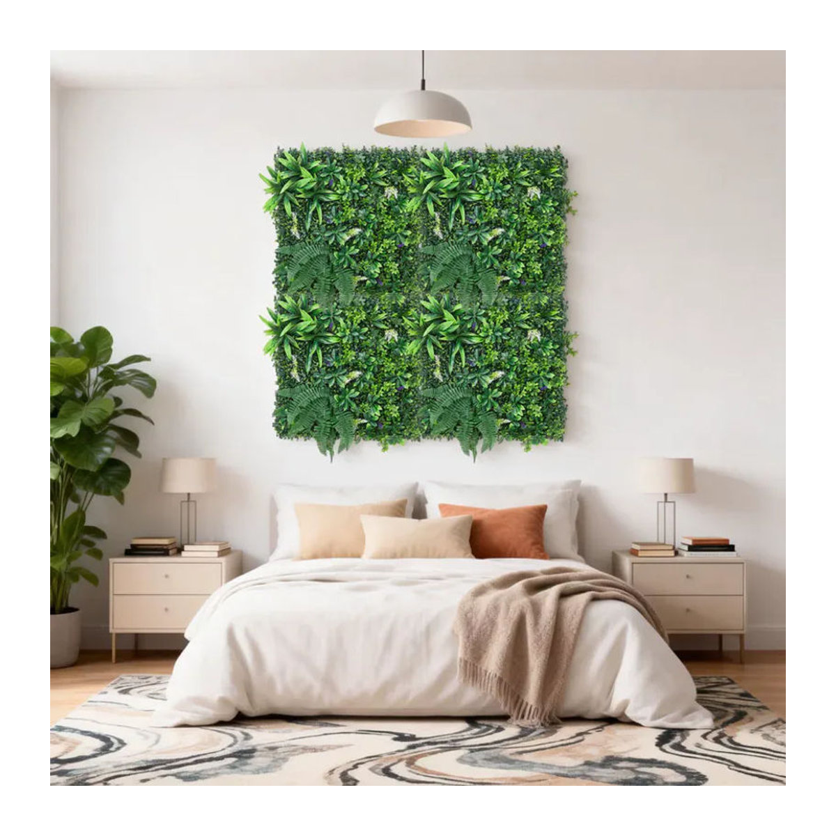 HiMISS Künstliche Graswandpaneele Grün, Quadratische Hecken-Elemente zur Wanddekoration, B/B: 50 x 50 cm - Bild 5