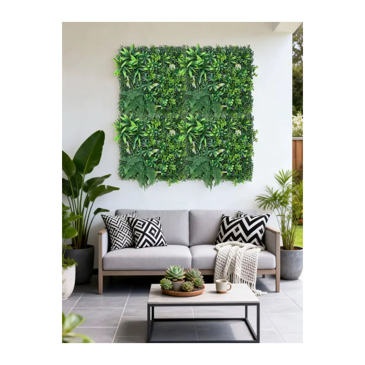 HiMISS Künstliche Graswandpaneele Grün, Quadratische Hecken-Elemente zur Wanddekoration, B/B: 50 x 50 cm - Bild 7