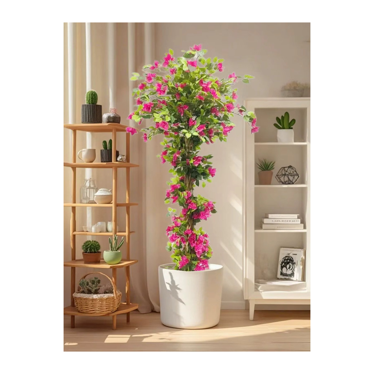 HiMISS Künstlicher Bougainvillea-Baum mit pinken Blüten und grünen Blättern im Topf, Höhe: 210 cm - Bild 6