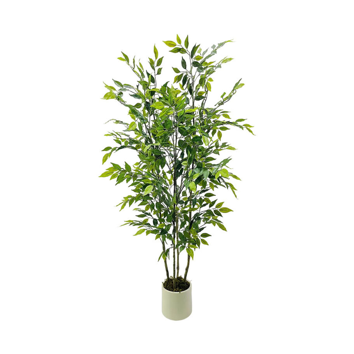 HiMISS Künstlicher Ficus-Baum in Grün mit weißem Übertopf, Textil-Pflanze für Innen und Außen, Höhe: 180 cm - Bild 7