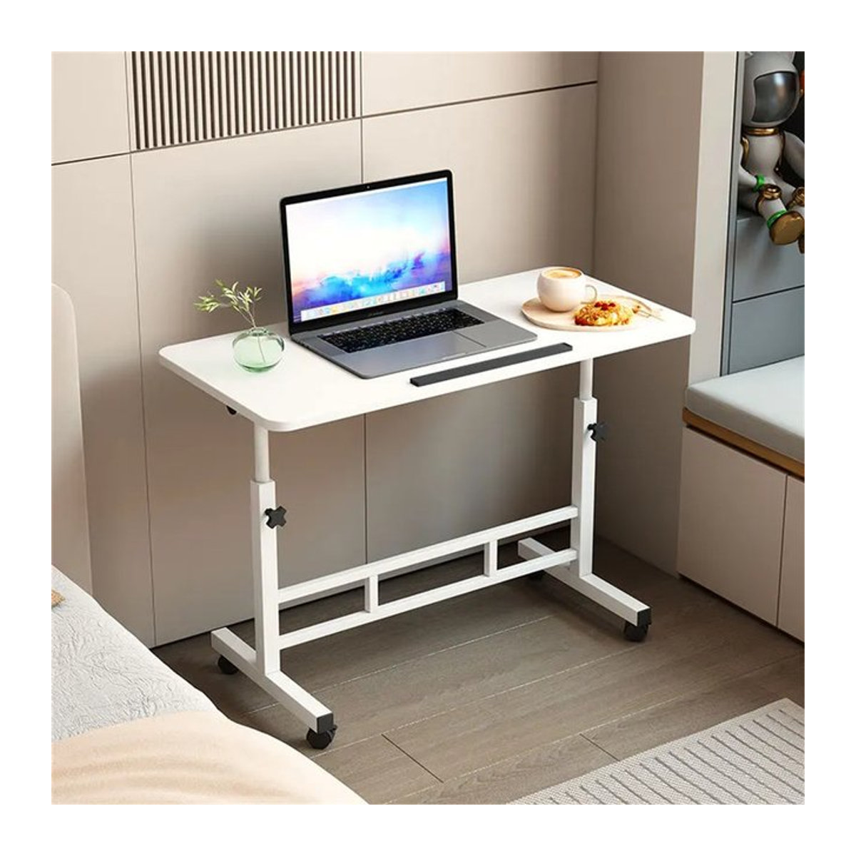HiMISS Mobiler Stehschreibtisch höhenverstellbar und neigbar in Schwarz oder Weiß mit minimalistischem Design aus Metall, B/T/H: 60 x 40 x 60 cm - Bild 1