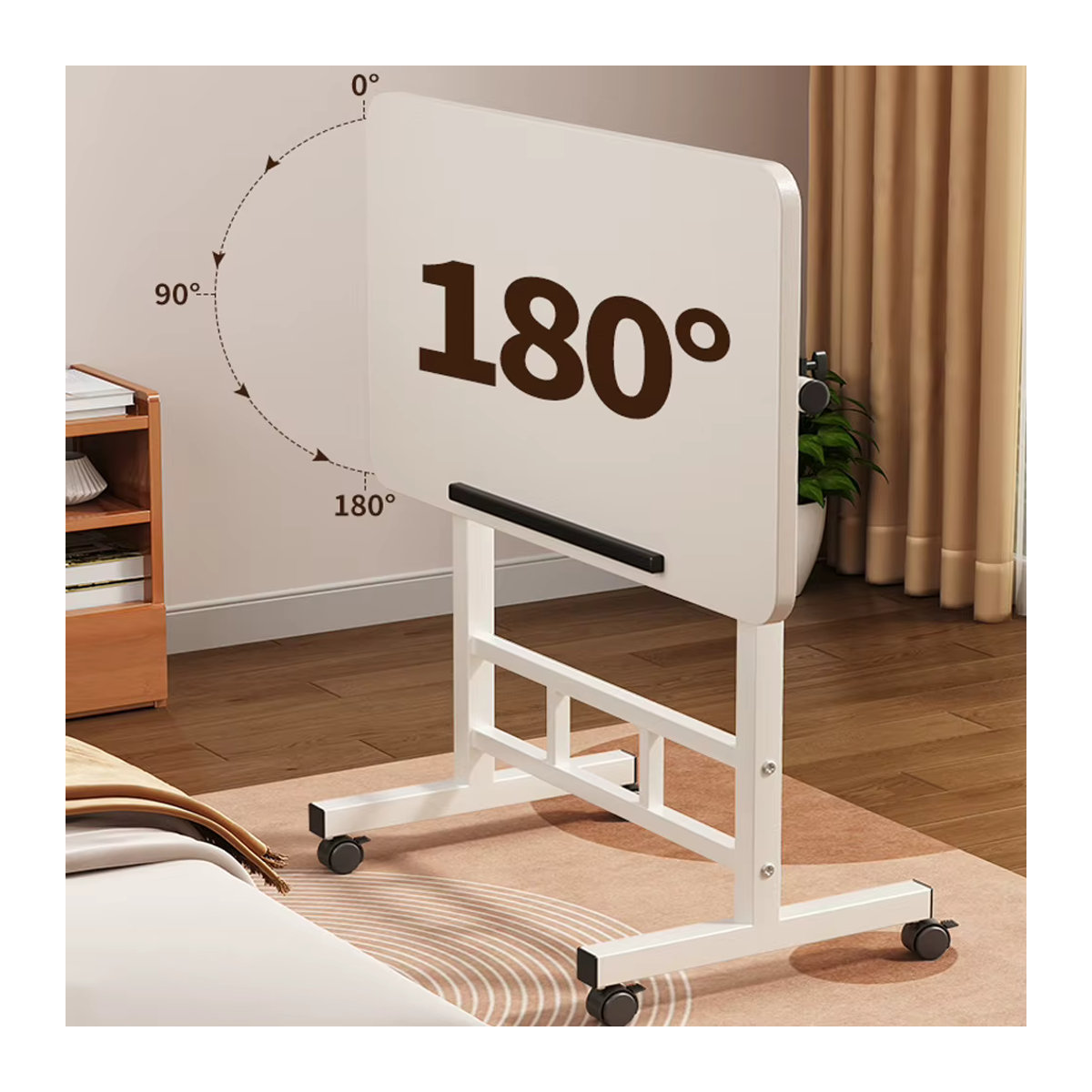 HiMISS Mobiler Stehschreibtisch höhenverstellbar und neigbar in Schwarz oder Weiß mit minimalistischem Design aus Metall, B/T/H: 60 x 40 x 60 cm - Bild 2