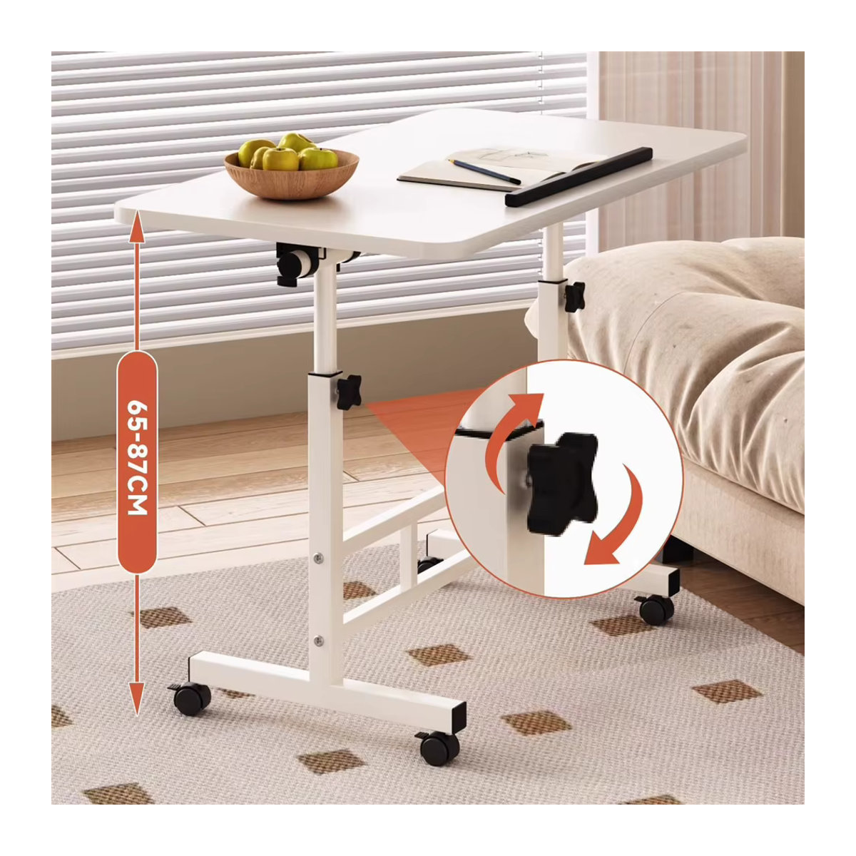 HiMISS Mobiler Stehschreibtisch höhenverstellbar und neigbar in Schwarz oder Weiß mit minimalistischem Design aus Metall, B/T/H: 60 x 40 x 60 cm - Bild 3