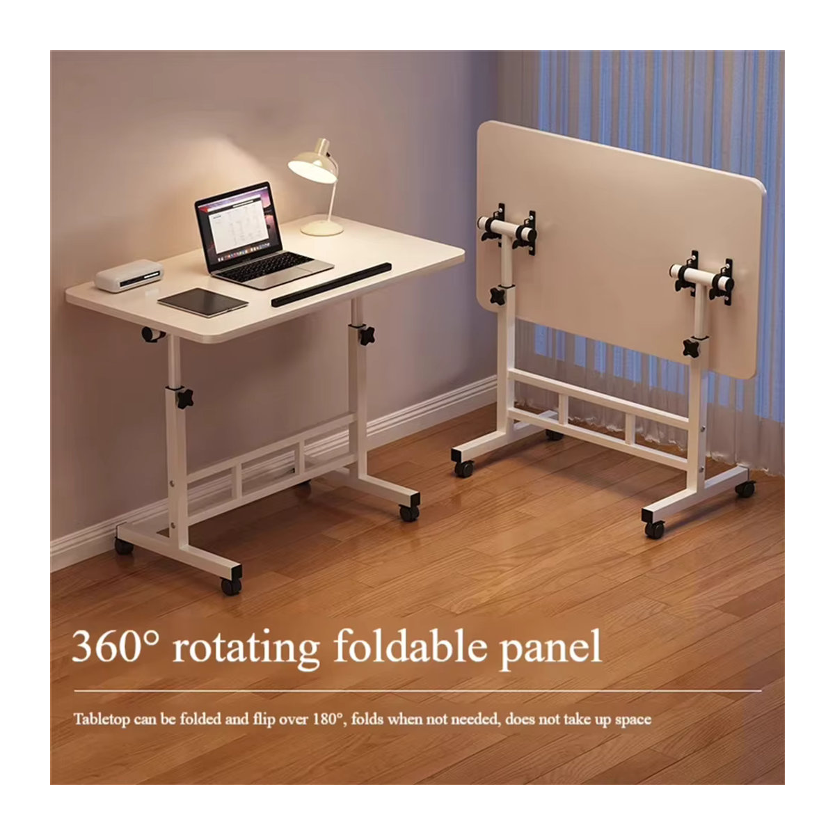 HiMISS Mobiler Stehschreibtisch höhenverstellbar und neigbar in Schwarz oder Weiß mit minimalistischem Design aus Metall, B/T/H: 60 x 40 x 60 cm - Bild 5