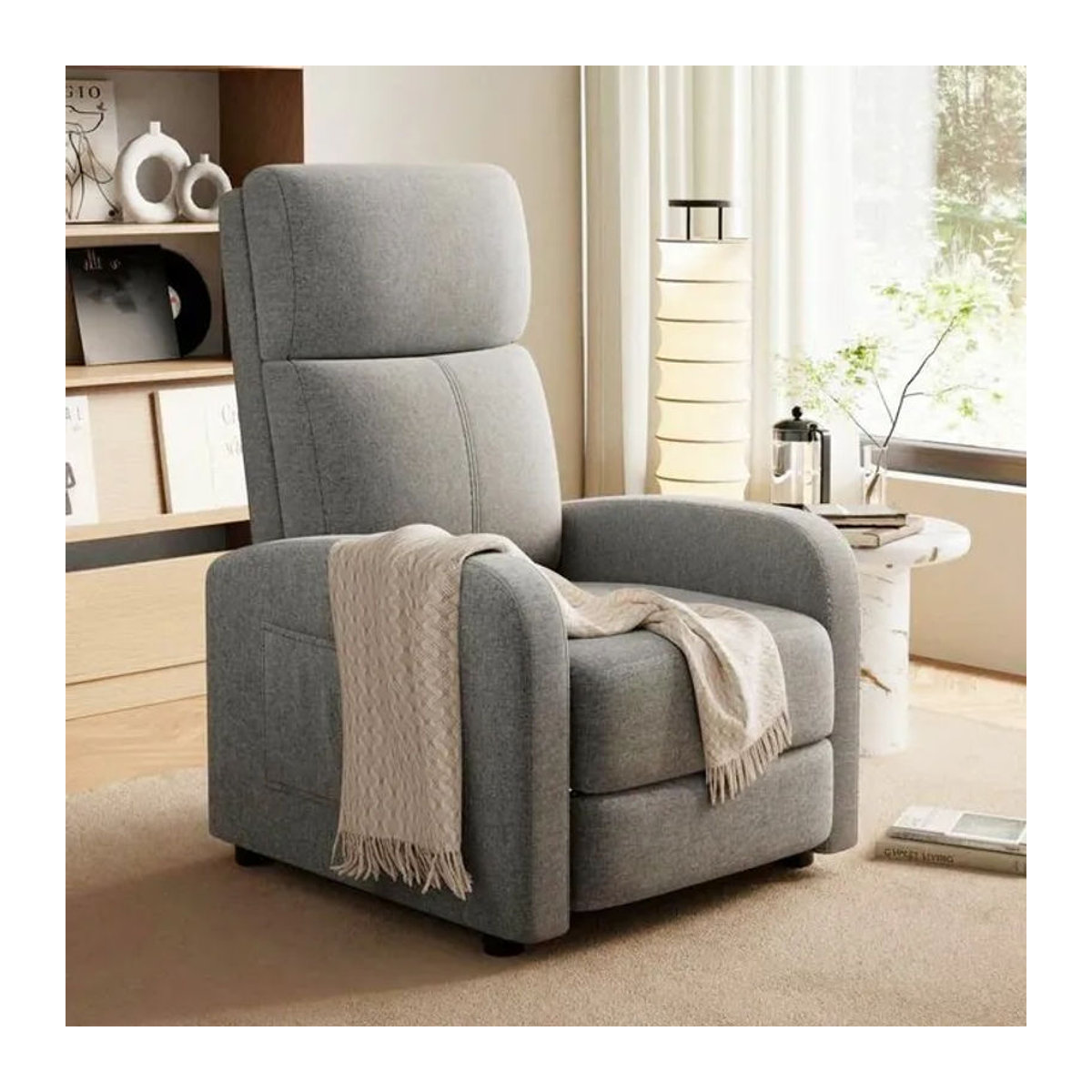 HiMISS Relaxsessel Modern aus Stoff in Braun oder Grau mit ergonomischem High-Density Schaumstoff Polster - Bild 1