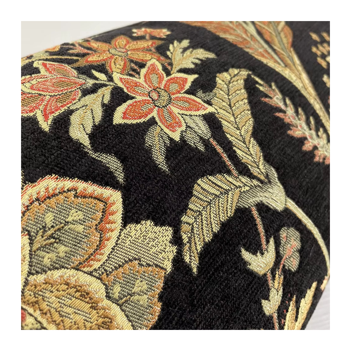 Hinyeatex Kissenbezug aus schwarzem Samt mit Blumenmuster im Vintage-Stil, B/H: 30 x 50 cm - Bild 5
