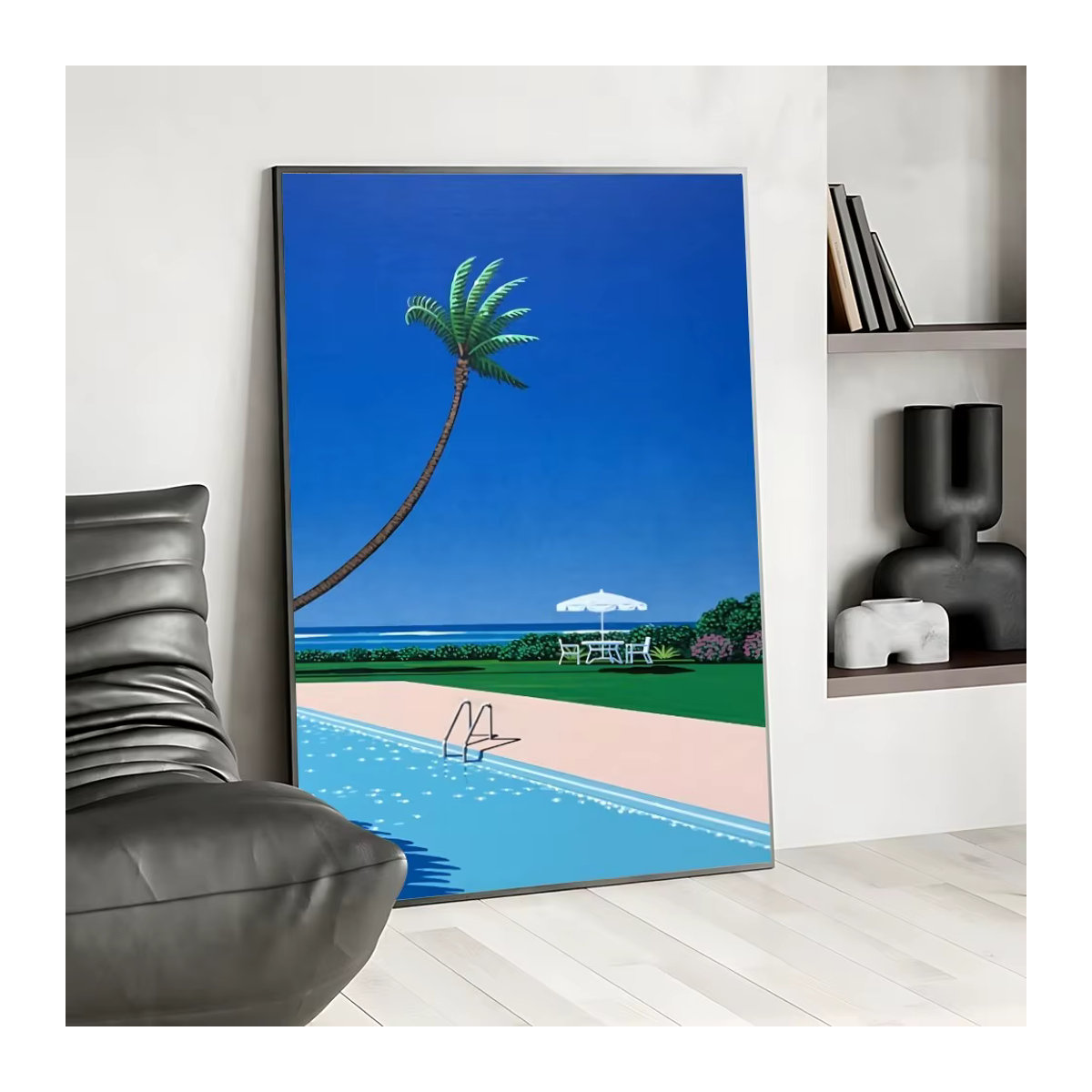 Hiroshi Nagai Vaporwave Japan Beach City Sommer Anime Poster, mehrfarbig, wasserfester Papieraufkleber für dein Home Decor - Bild 3