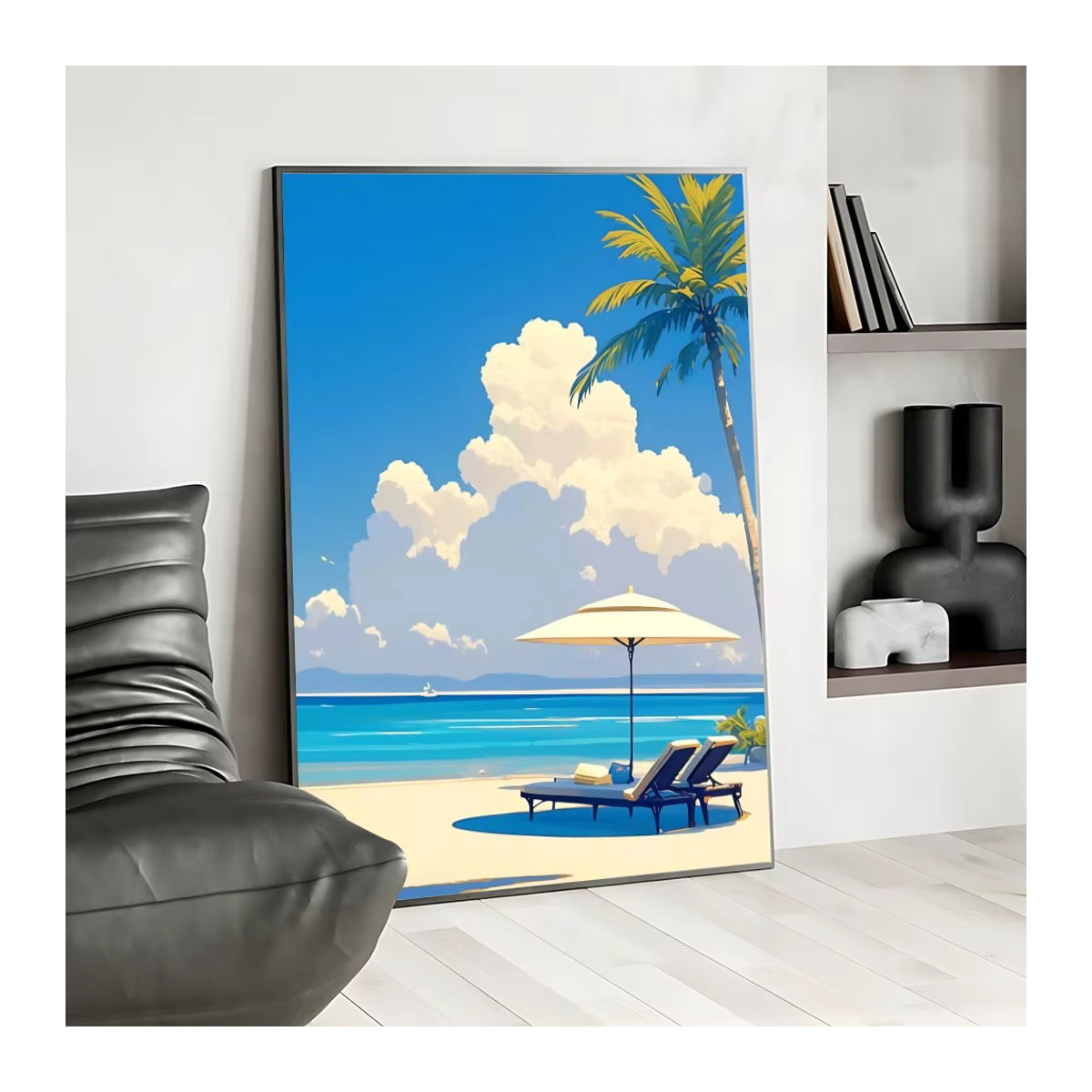 Hiroshi Nagai Vaporwave Japan Beach City Sommer Anime Poster, mehrfarbig, wasserfester Papieraufkleber für dein Home Decor - Bild 4