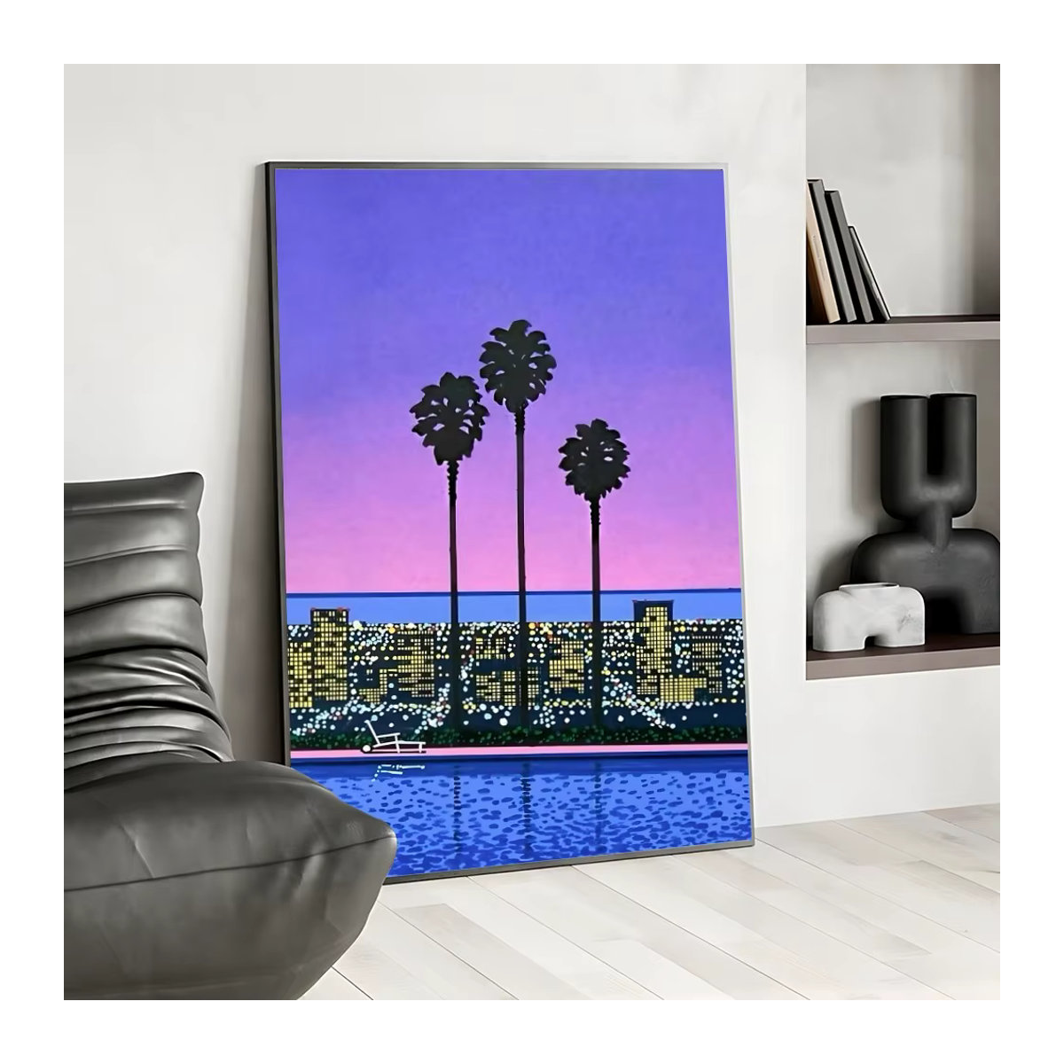 Hiroshi Nagai Vaporwave Japan Beach City Sommer Anime Poster, mehrfarbig, wasserfester Papieraufkleber für dein Home Decor - Bild 5