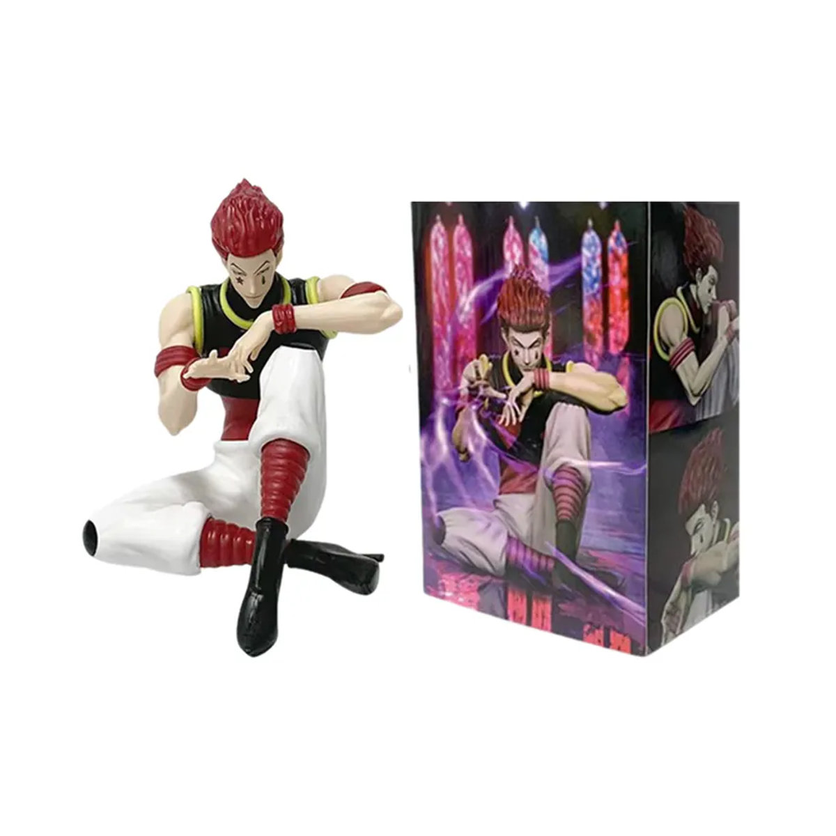 Hisoka Figur aus Hunter x Hunter als Sammlerstück in zwei Sitzpositionen, mehrfarbige Anime-Figur aus Kunststoff - Bild 4