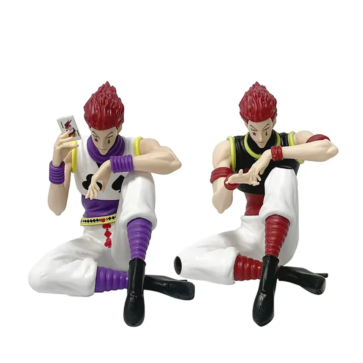 Hisoka Figur aus Hunter x Hunter als Sammlerstück in zwei Sitzpositionen, mehrfarbige Anime-Figur aus Kunststoff - Bild 5