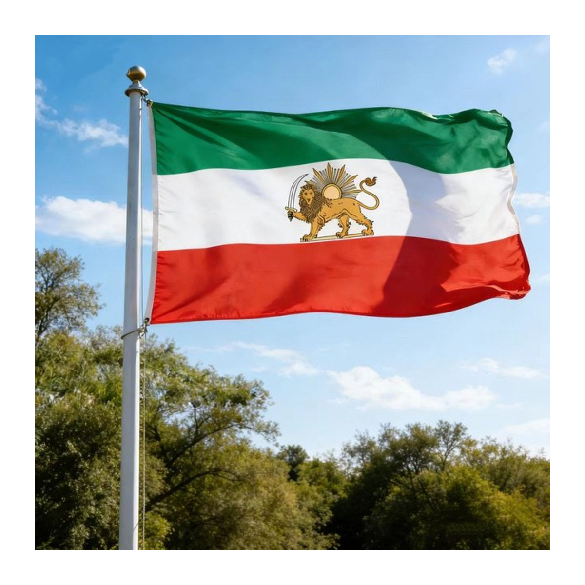 Historische Iran-Flagge mit Löwen-Kronen-Motiv als Wimpel aus Polyester, mehrfarbig, für Innen- und Außendekoration - Bild 1