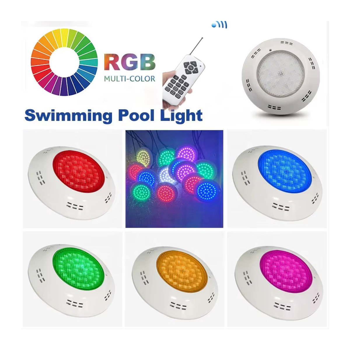 Hitchcock's PAR56 RGB LED-Unterwasserlampe für den Pool mit Farbwechsel, 12 V, wasserdicht IP68 aus Polycarbonat - Bild 1
