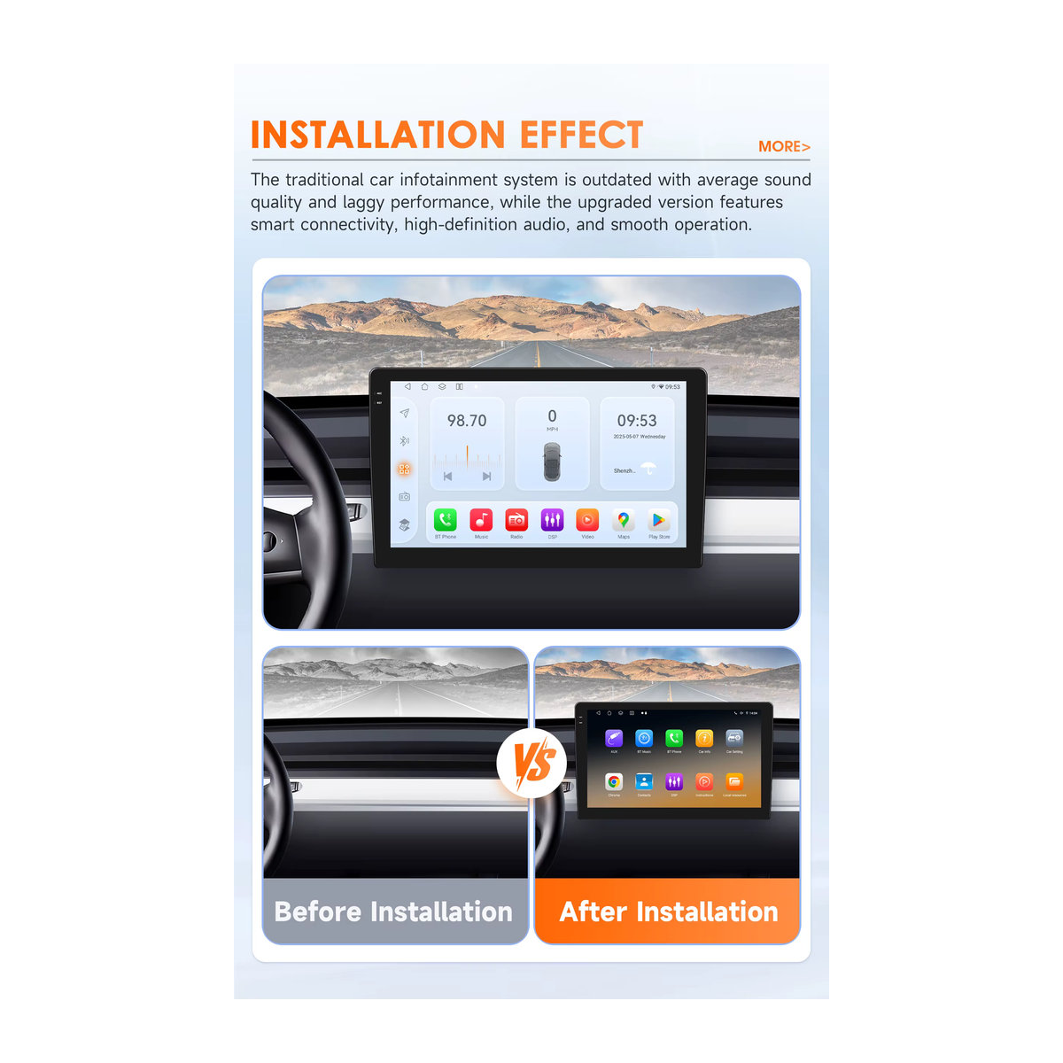 Hizpo Android 14 Autoradio Multimedia Navigationsgerät mit GPS, Bluetooth und 360 Kamera für Honda Fit Jazz 2007 - 2013, Schwarz, 2 Din - Bild 5