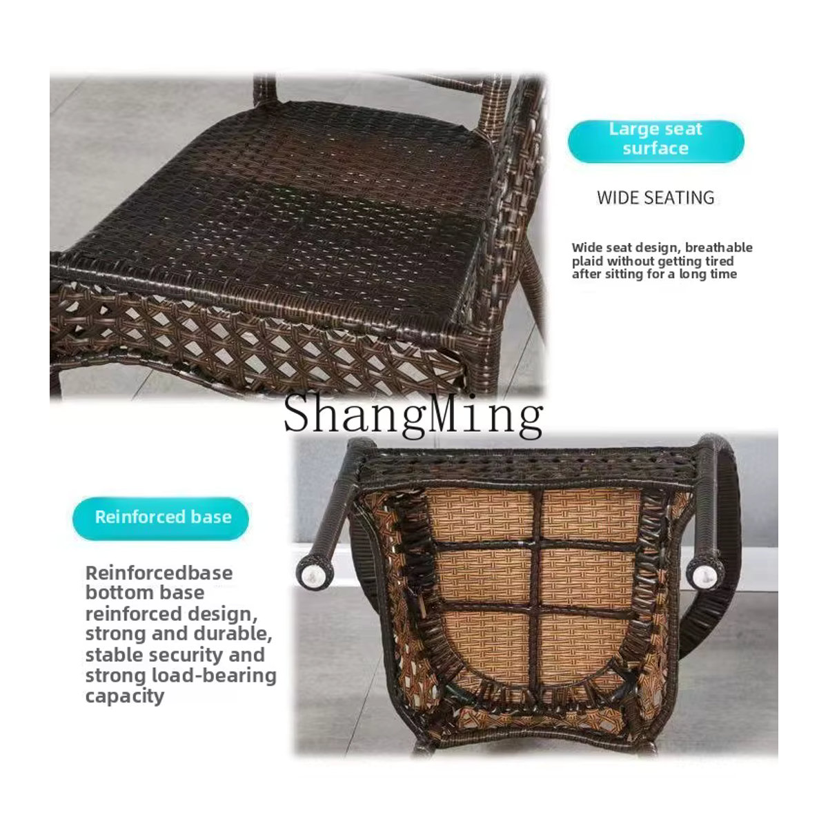 HJ Balkon-Rattanstuhl Set aus 3 Teilen in Braun mit geometrischem Design für den Garten und Outdoor-Bereich - Bild 5