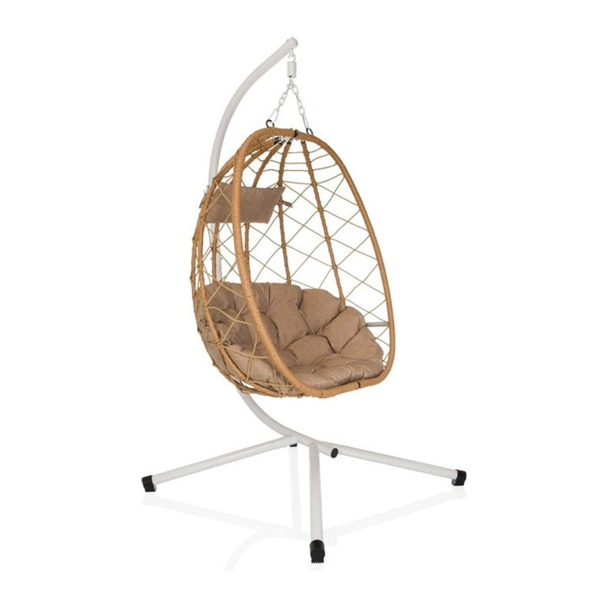 hjh LIVING Hängesessel COCOVA in Beige aus Stoff und Polyrattan mit Metallgestell - Bild 1