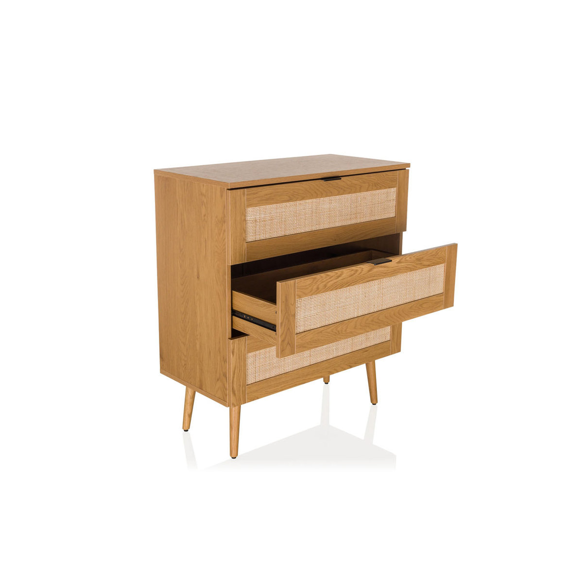 hjh LIVING Kommode BOHEO K in Eiche Natur mit Rattangeflecht und 3 Schubladen B/T/H: 80 x 40 x 91 cm - Bild 4