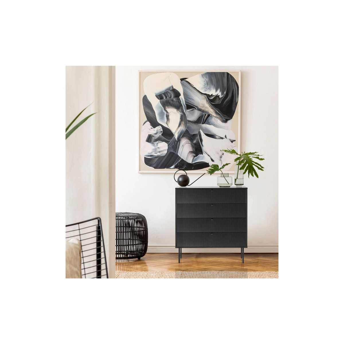 hjh LIVING Kommode KARBY mit 4 Schubladen in Schwarz im Industrial Design - Bild 2
