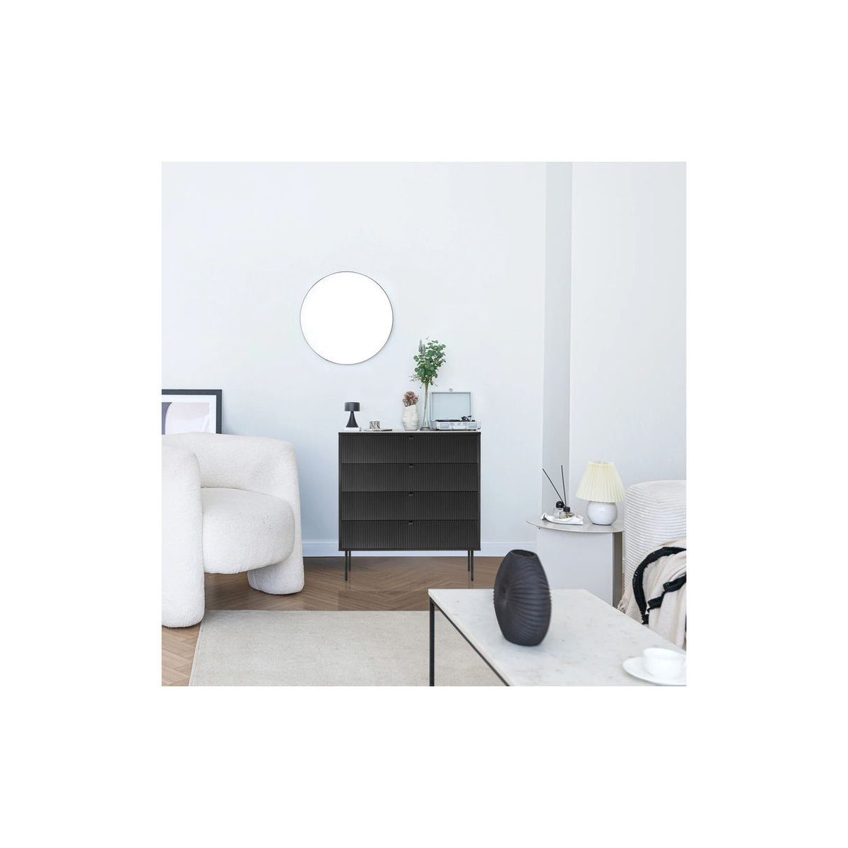 hjh LIVING Kommode KARBY mit 4 Schubladen in Schwarz im Industrial Design - Bild 3